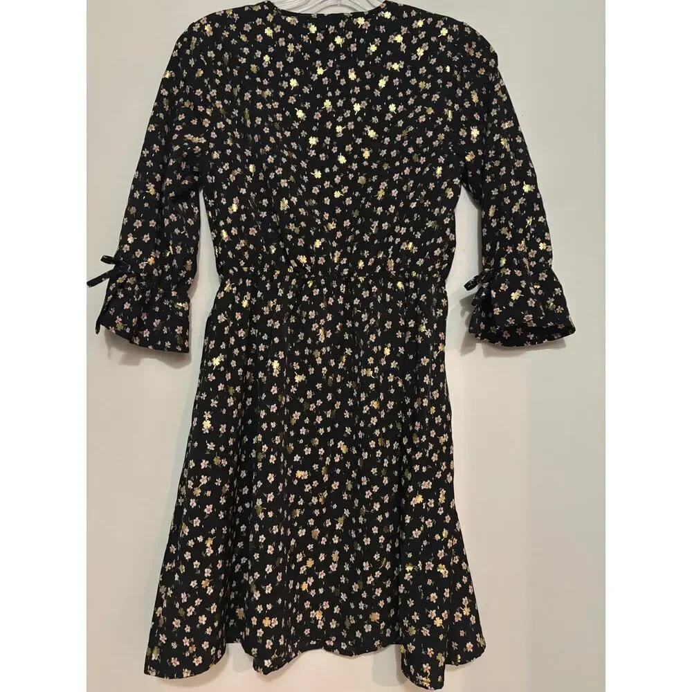 Molly Bracken Dress Mini Molly Youth XL Sz 16 Floral Black Cottagecore